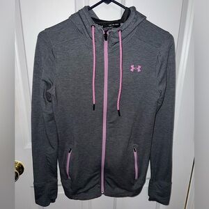 XS Under Armour Women's Gray Jacket with Pink/Purple Details (like new!)